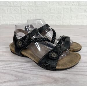 Earth Origins Tracy Slingback Sandals WMNS 8.5 Black Braided Leather Straps Flat